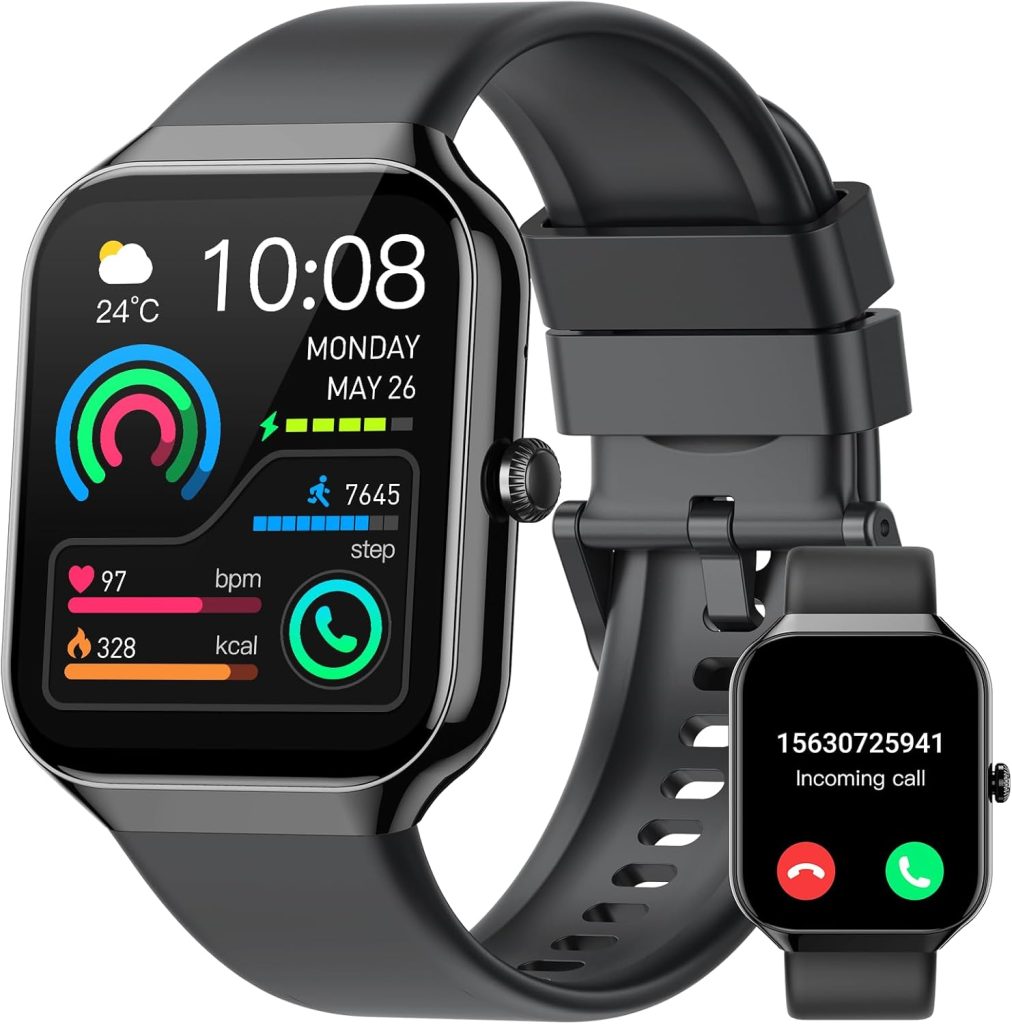 Montre Connectée Homme Femme, 113+Sportifs Montre Homme Sport Etanche IP68 | 1.96"HD Smartwatch Appel Bluetooth, Smart Watch Podomètre Fréquence Cardiaque Moniteur Sommeil SpO2, Montre Android iOS Noir