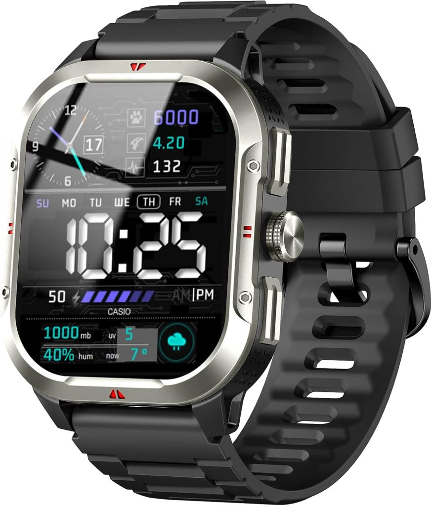 Jugeman Militaire Montre Connectée Homme Femme GPS Intégré, 2.06" HD Smartwatch avec Appel Bluetooth, 110+ Sportifs, Montre Sport avec Podometre, Suivi Santé et Sommeil, Etanche IP68
