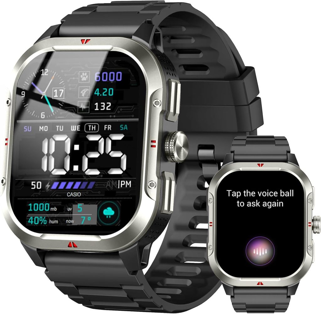 Montre Connectée Homme GPS Intégré, Militaire Smartwatch 2.06" HD avec Appel Bluetooth, Etanche IP68, 110+ Sportifs, Montre Sport avec Podometre, Suivi Santé et Sommeil, Smart Watch pour Android IOS