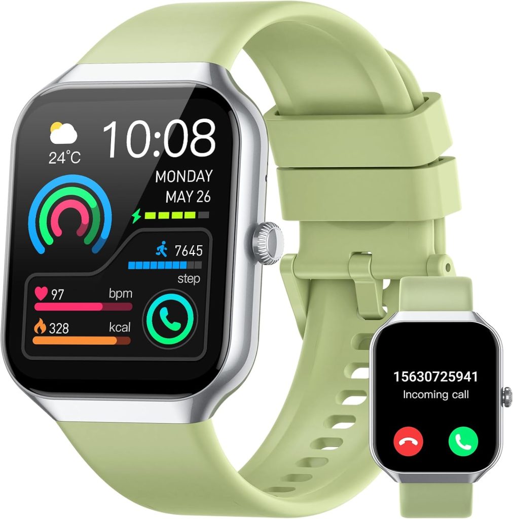 Montre Connectée Homme Femme avec Appel Bluetooth, 113+Sportifs Smart Watch | 1.96" HD Montre Sport Sommeil Moniteur Cardiofrequencemetre SpO2, Smartwatch Etanche IP68, Montre Femme pour Android/iOS Vert